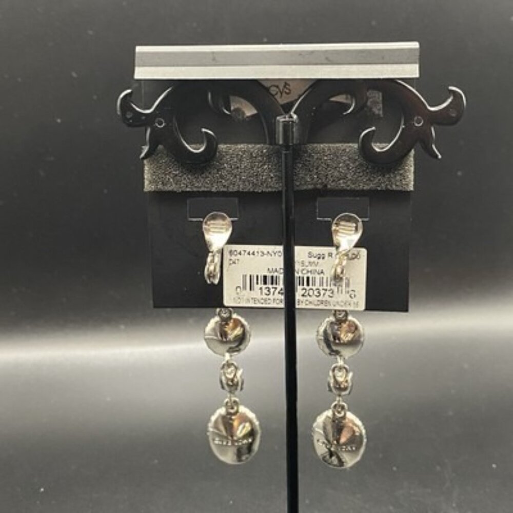 NWT Givenchy Clip Earrings Crystal Halo Set 2.5" Drop Silver Tone Bridal Pageant - Picture 4 of 7